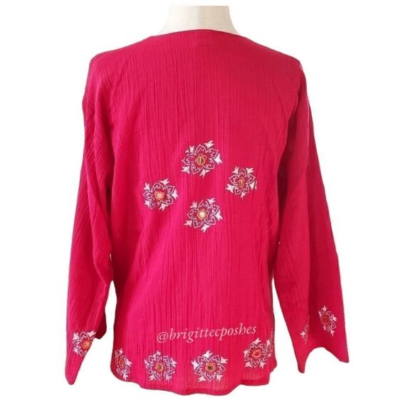 P . T . Red 100% Cotton ¾ Sleeves Top - Picture 10 of 12